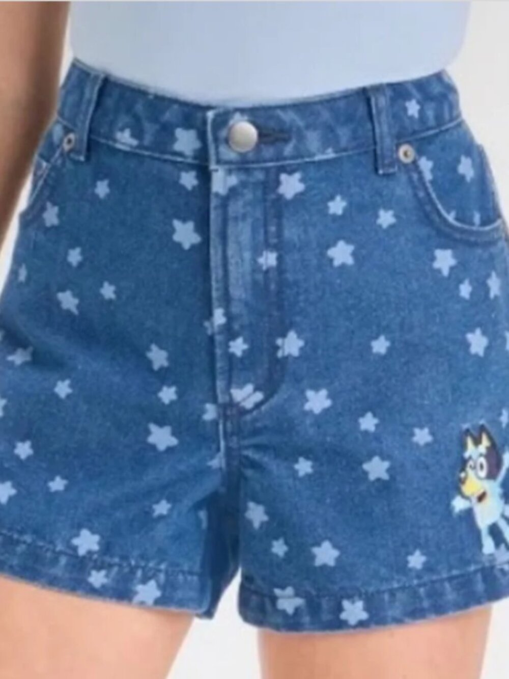Girls' Bluey Denim Shorts - Blue M